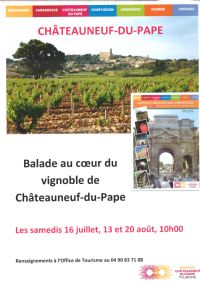 Balade au cœur du  vignoble de Châteauneuf-du-Pape. Le samedi 16 juillet 2016 à CHATEAUNEUF DU PAPE. Vaucluse.  10H00